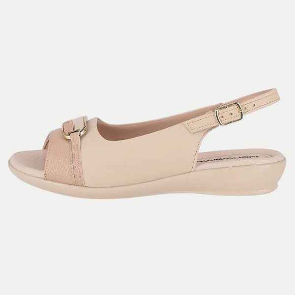 SANDALIA PICCADILLY ANABELA BAIXA COMFORT NUDE FEMININO ADULTO