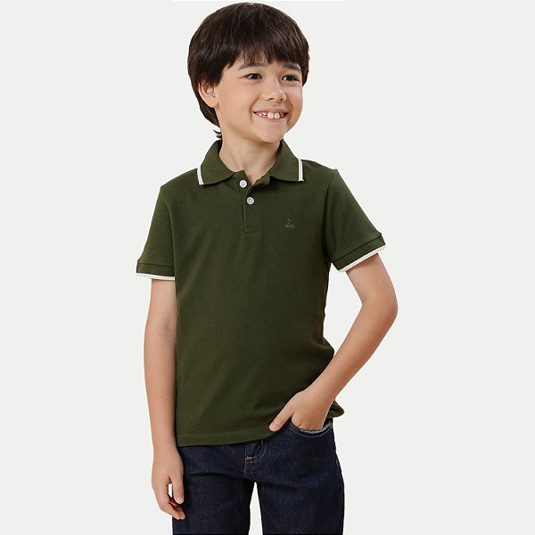 POLO ALFA MANGA CURTA COMFORT PIQUET VERDE MASCULINO INFANTIL