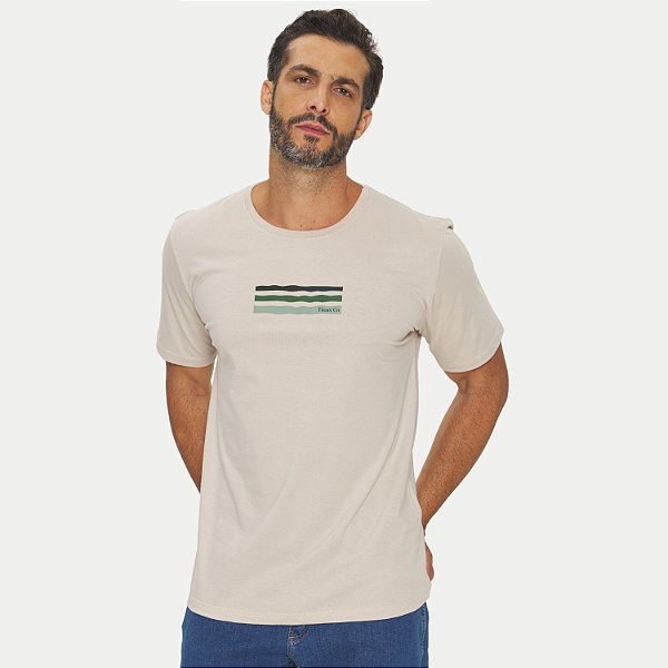 CAMISETA THOUX MANGA CURTA SLIM ALGODÃO SILKADO BEGE MASCULINO ADULTO