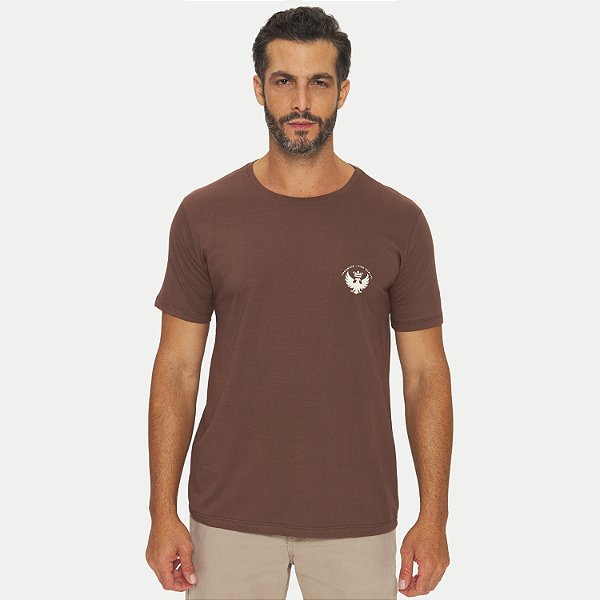 CAMISETA THOUX MANGA CURTA SLIM ALGODÃO SILKADO MARROM MASCULINO ADULTO