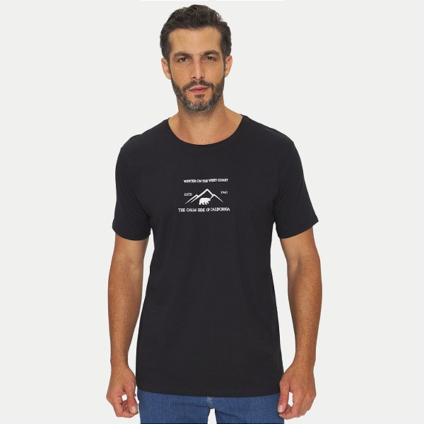 CAMISETA THOUX MANGA CURTA SLIM ALGODÃO SILKADO PRETO MASCULINO ADULTO