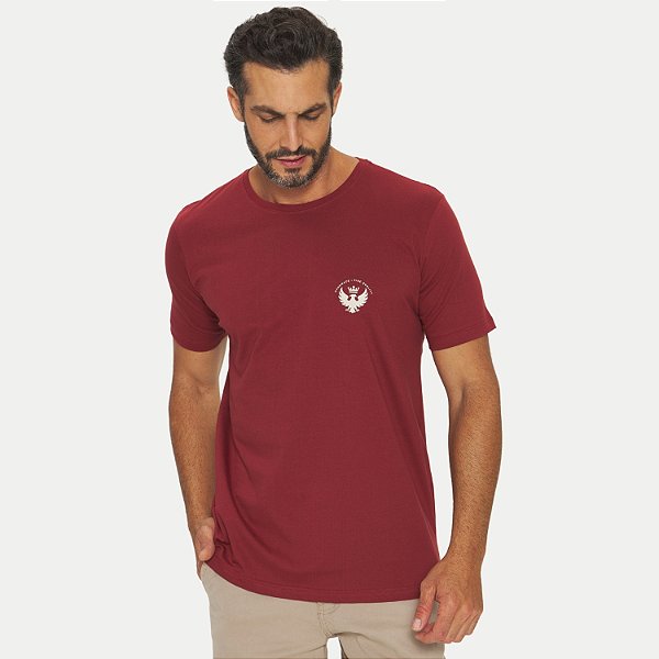 CAMISETA THOUX MANGA CURTA SLIM ALGODÃO SILKADO BORDÔ MASCULINO ADULTO