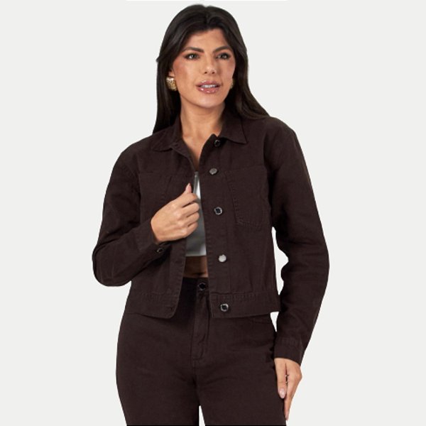 JAQUETA SHOT BRIM BRUTO SEM CAPUZ CAFÉ FEMININO ADULTO