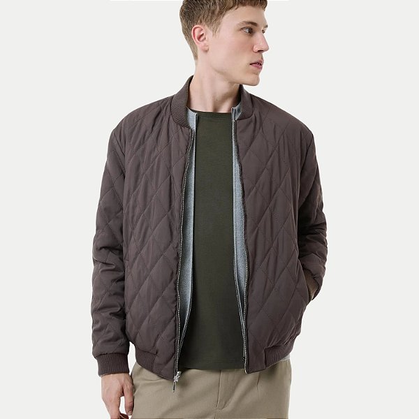 JAQUETA HERING POLIESTER BOMBER DUPLA FACE MARROM E VERDE MASCULINO ADULTO
