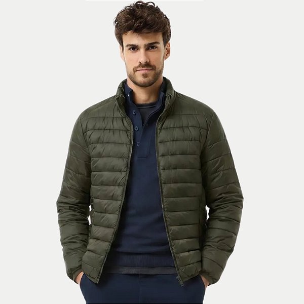 JAQUETA HERING POLIESTER PUFFER SEM CAPUZ VERDE MASCULINO ADULTO