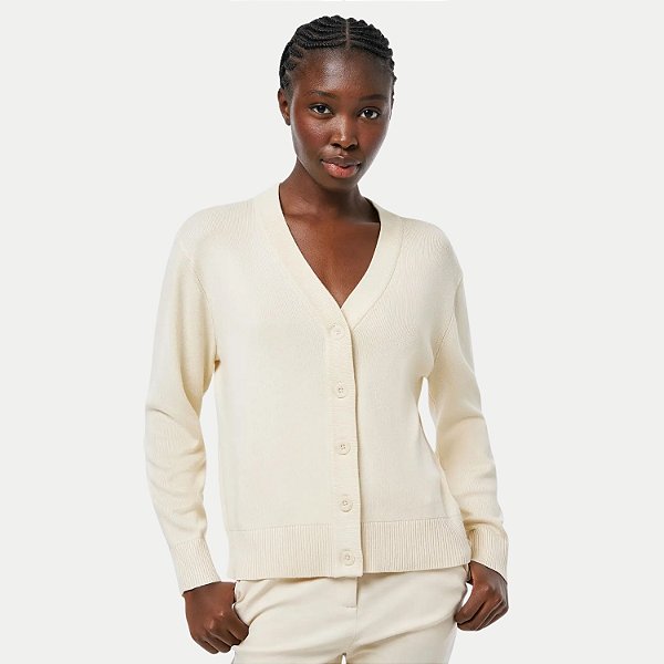 CASACO HERING TRICÔ CARDIGAN OFFWHITE FEMININO ADULTO