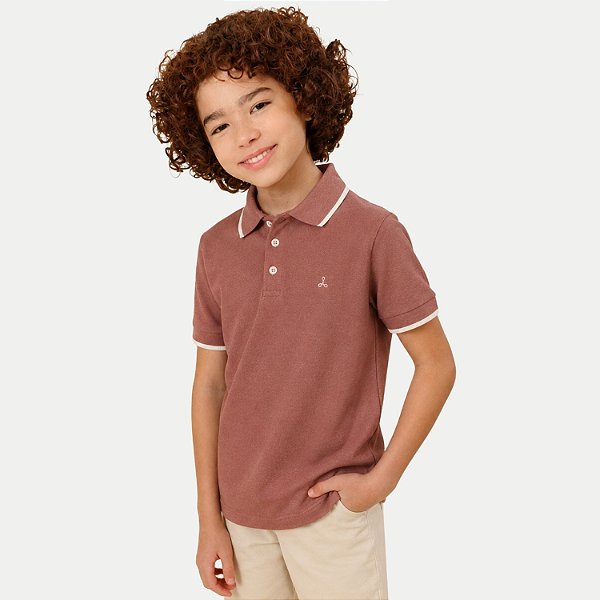 POLO ALFA MANGA CURTA COMFORT PIQUET MARROM MASCULINO INFANTIL
