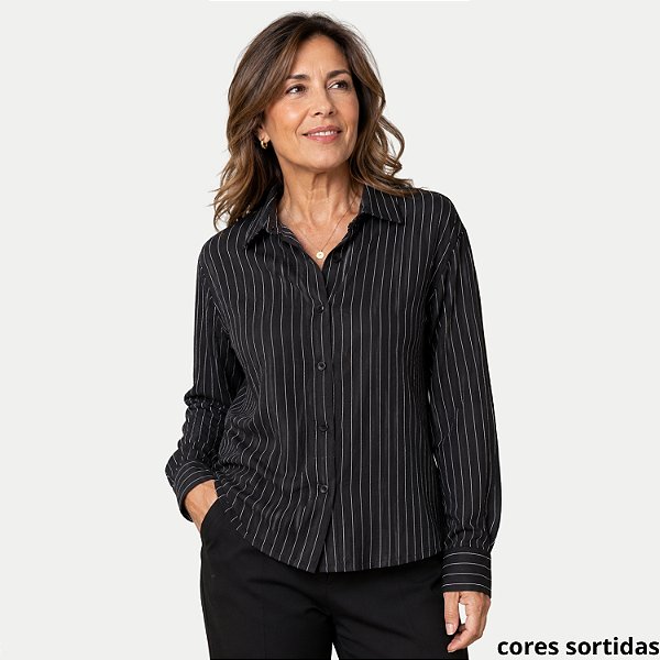 CAMISETE AT SP FOUR SEASONS MANGA LONGA SLIM VISCOSE LISTRADA FEMININO ADULTO (CORES SORTIDAS) 86097-P