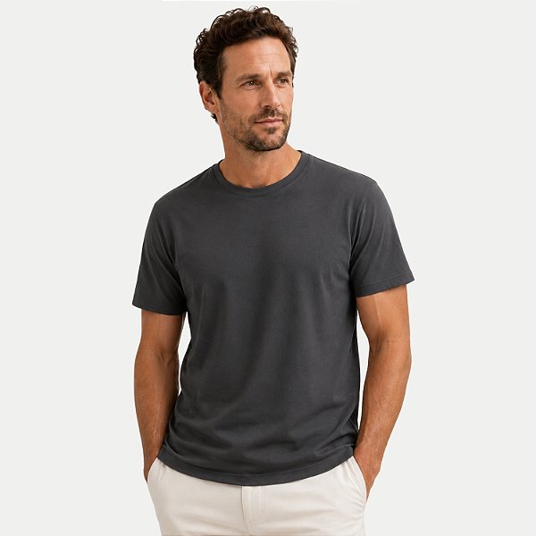 CAMISETA MONS MANGA CURTA COMFORT ALGODÃO E ELASTANO LISA PRETO MASCULINO ADULTO