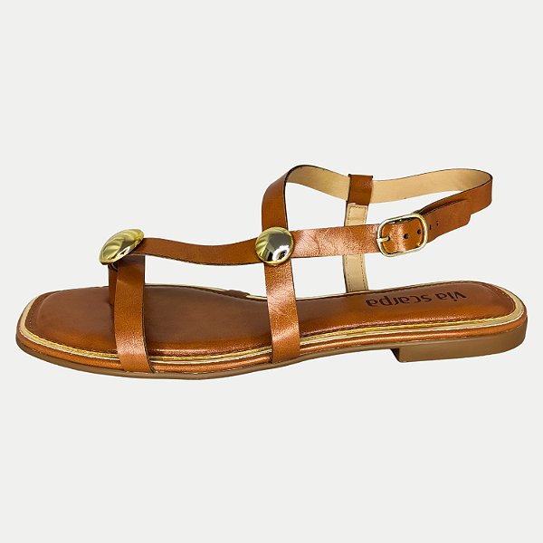 SANDALIA VIA SCARPA RASTEIRA AMBAR MARROM CLARO FEMININO ADULTO