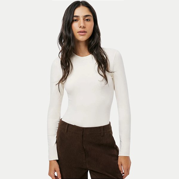 BLUSA HERING ML BODY ALGODÃO E ELASTANO OFFWHITE FEMININO ADULTO