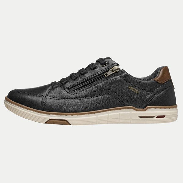 TÊNIS PEGADA CASUAL COM CADARÇO E ZÍPER PRETO MASCULINO ADULTO
