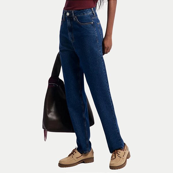 CALÇA HERING JEANS ESCURO BRUTO MOM FEMININO ADULTO
