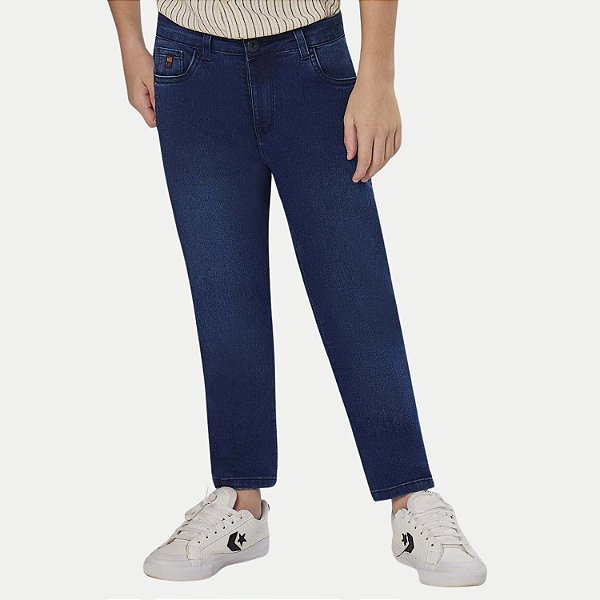 CALÇA MAX TEEN JEANS ESCURO COM ELASTANO SLIM MASCULINO INFANTIL