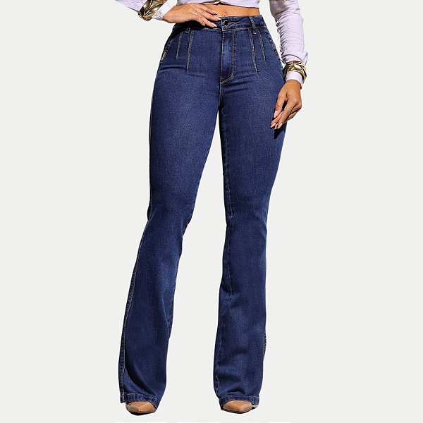 CALÇA MAC JEANS JEANS ESCURO COM ELASTANO BOOTCUT FEMININO ADULTO