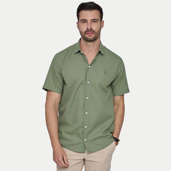 CAMISA AMIL MANGA CURAT COMFORT ALGODÃO SEM BOLSO VERDE MASCULINO ADULTO