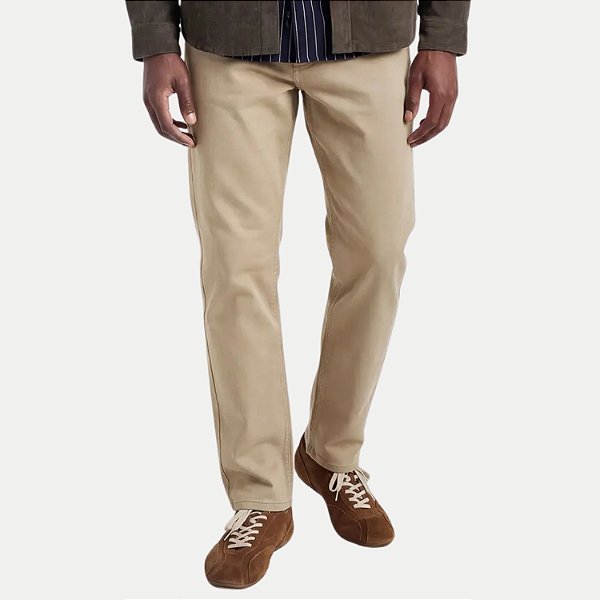 CALÇA HERING BRIM COM ELASTANO SLIM BEGE MASCULINO ADULTO