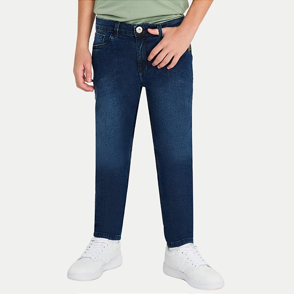 CALÇA MAX TEEN JEANS MÉDIO COM ELASTANO SLIM MASCULINO INFANTIL