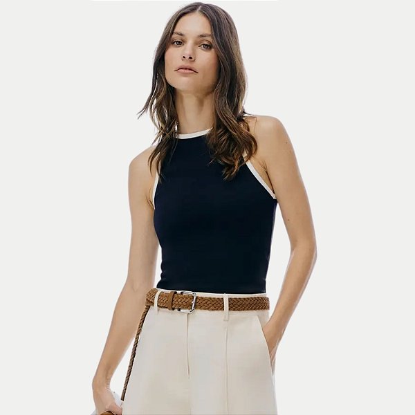 BLUSA HERING REGATA ALGODÃO E ELASTANO PRETO FEMININO ADULTO