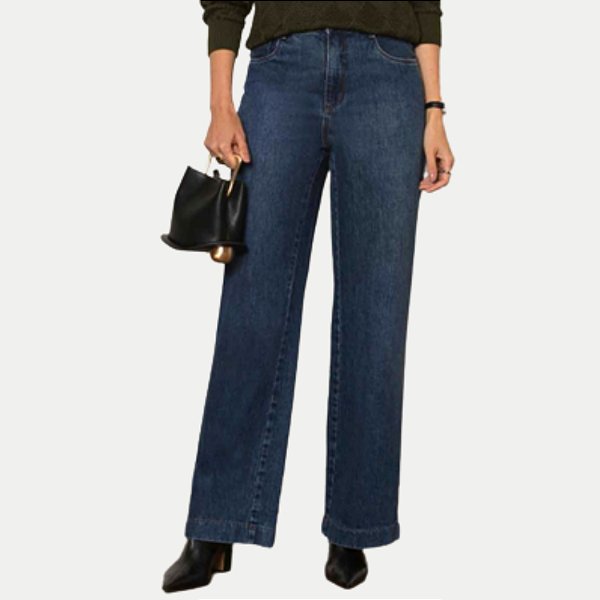 CALÇA PITT JEANS MÉDIO COM ELASTANO WIDE LEG FEMININO ADULTO