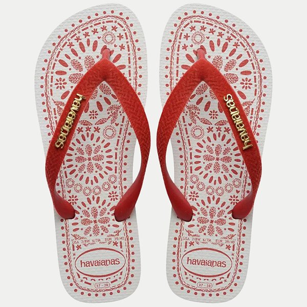 CHINELO HAVAIANAS TOP BORDADO FLOR VERMELHO FEMININO ADULTO