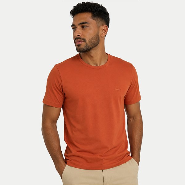 CAMISETA SALLO MANGA CURTA SLIM MISTA LISA LARANJA UNISEX ADULTO