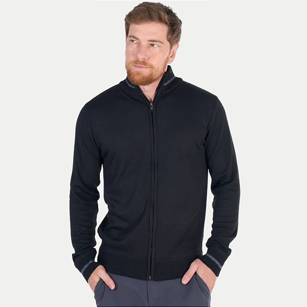 JAQUETA YACHT ORACON TRICÔ SEM CAPUZ PRETO MASCULINO ADULTO