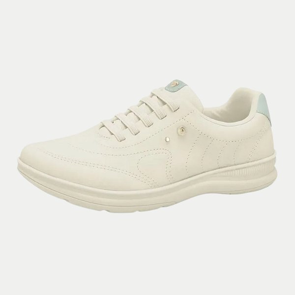TÊNIS COMFORT FLEX CASUAL COM CADARÇO CREME FEMININO ADULTO