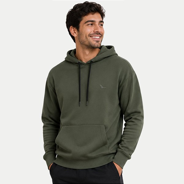 BLUSÃO YACHT MOLETOM COM CAPUZ VERDE MILITAR MASCULINO ADULTO