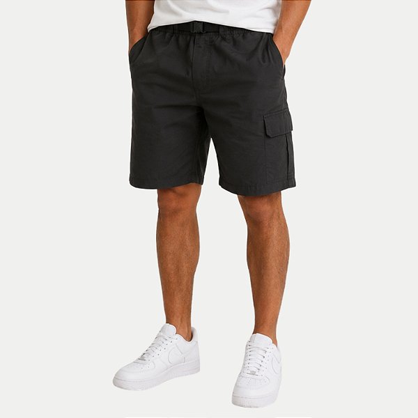 BERMUDA AMIL POLIESTER FITNESS CARGO PRETO MASCULINO ADULTO