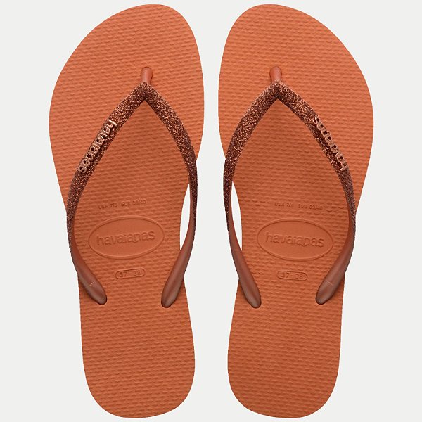 CHINELO HAVAIANAS SLIM GLITTER II DEDO LARANJA FEMININO ADULTO