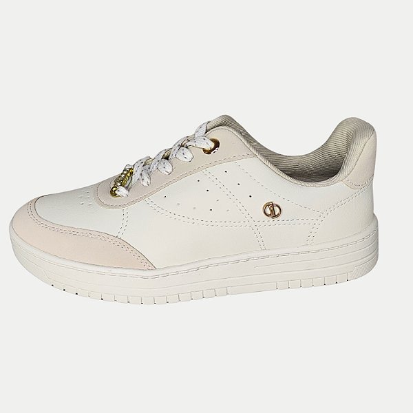TÊNIS DAKOTA CASUAL COM CADARÇO MARFIM FEMININO ADULTO