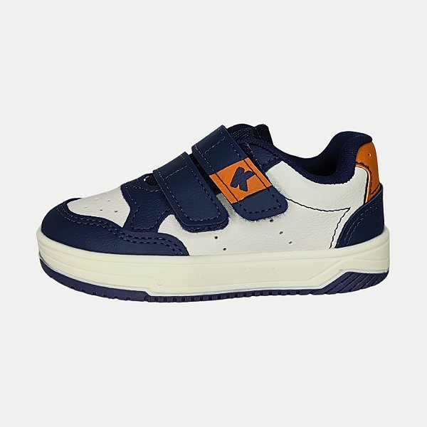 TÊNIS KIDY CASUAL HAPPY COM VELCRO BRANCO E AZUL MASCULINO INFANTIL