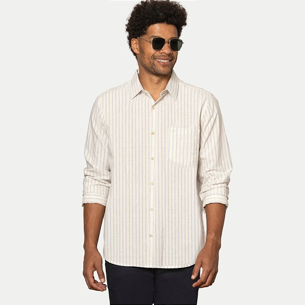 CAMISA PITT MANGA LONGA COMFORT ALGODÃO BEGE MASCULINO ADULTO