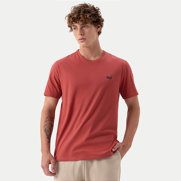 CAMISETA FICO MANGA CURTA COMFORT LISA ROSA GOLA REDONDA MASCULINO ADULTO