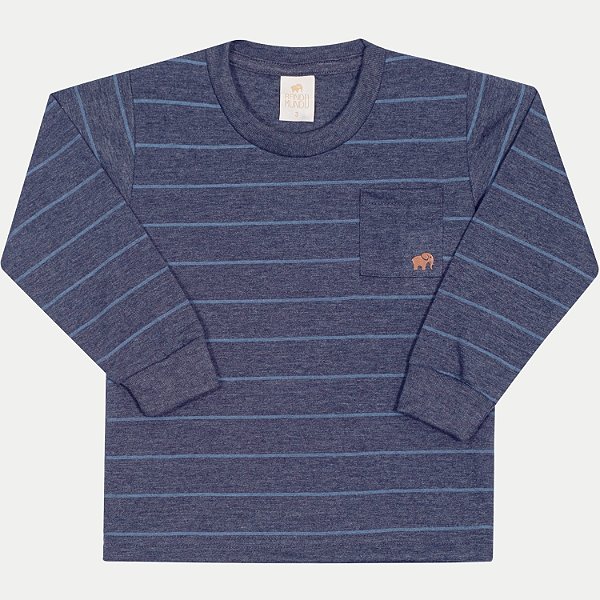 CAMISETA RANDA MUNDU MANGA LONGA COMFORT MALHA PA AZUL MARINHOI MASCULINO INFANTIL