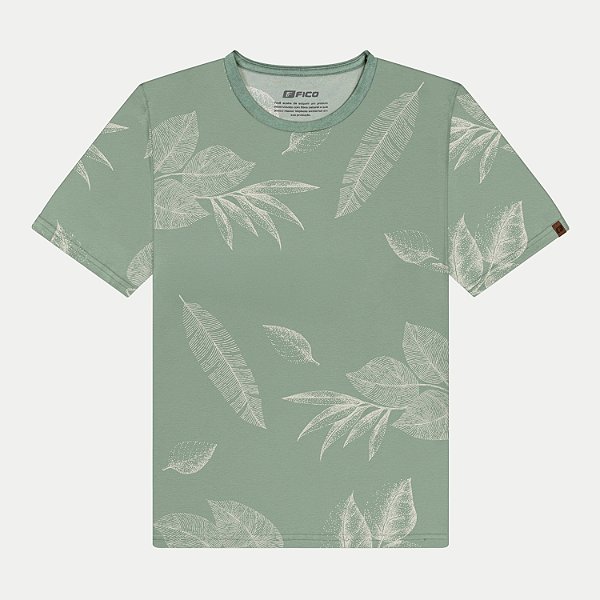 CAMISETA FICO MANGA CURTA COMFORT ALGODÃO ESTAMPADA VERDE MASCULINO INFANTIL