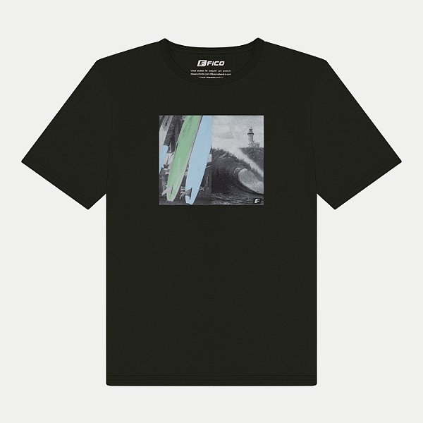 CAMISETA FICO MANGA CURTA COMFORT ALGODÃO SILKADA PRETO MASCULINO ADULTO