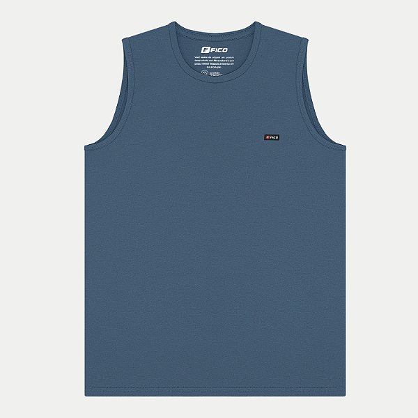 CAMISETA FICO REGATA ALGODÃO LISA AZUL OCEANO MASCULINO ADULTO