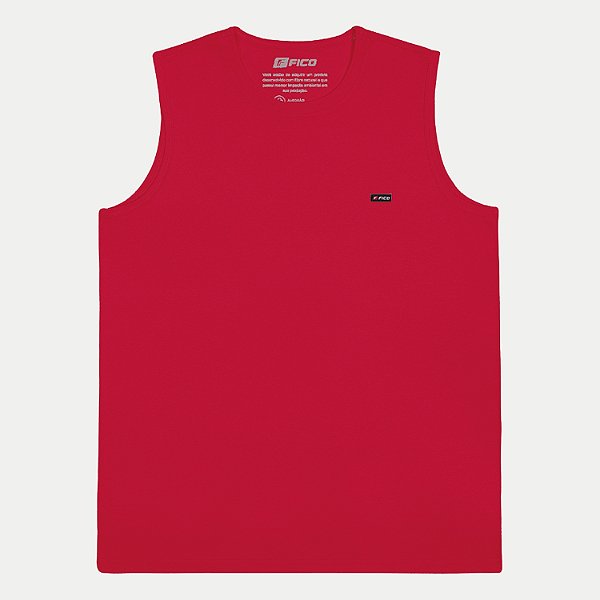 CAMISETA FICO REGATA ALGODÃO LISA VERMELHO MASCULINO ADULTO