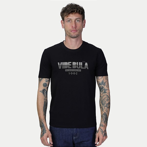 CAMISETA VIDE BULA MANGA CURTA SLIM ALGODÃO E ELASTANO PRETO MASCULINO ADULTO