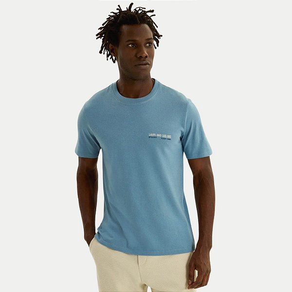 CAMISETA HERING MANGA CURTA COMFORT ALGODÃO SILKADA AZUL CELESTE MASCULINO ADULTO