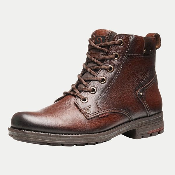BOTA PEGADA COTURNO ZÍPER COURO MARROM MASCULINO ADULTO