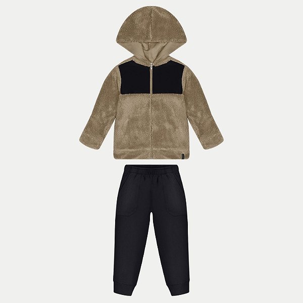 CONJUNTO INVERNO ALAKAZOO CALÇA E JAQUETA COM CAUZ CARAMELO MASCULINO INFANTIL