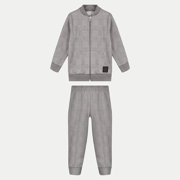 CONJUNTO INVERNO ALAKAZOO CALÇA E JAQUETA SEM CAPUZ POLÍESTER CINZA FEMININO INFANTIL