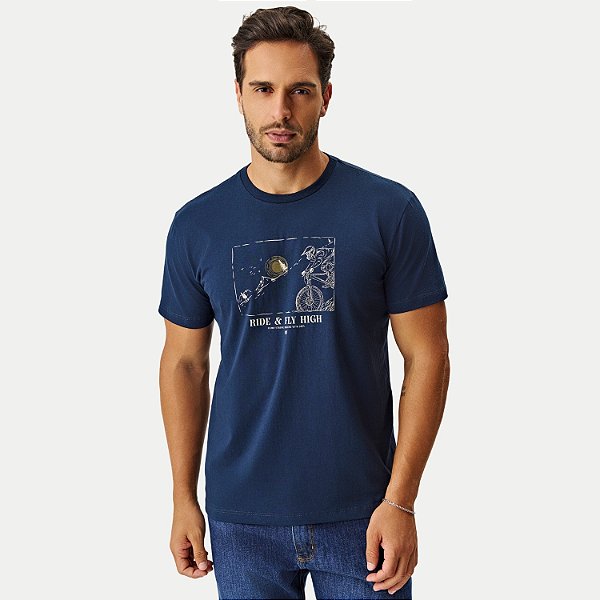 CAMISETA MOMENTUS MANGA CURTA COMFORT ALGODÃO SILKADA AZUL MARINHO MASCULINO ADULTO