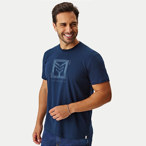 CAMISETA MOMENTUS MANGA CURTA COMFORT ALGODÃO SILKADA AZUL MARINHO MASCULINO ADULTO