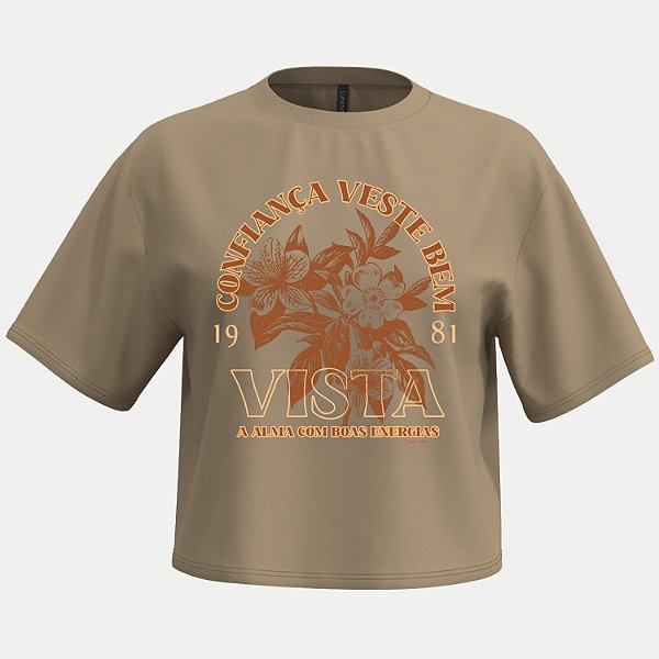 BLUSA LUNENDER MANGA CURTA TSHIRT ALGODÃO BEGE FEMININO ADULTO
