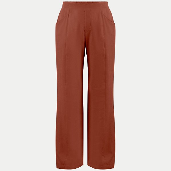 CALÇA LUNENDER VISCOSE ALFAIATARIA MARROM FEMININO ADULTO