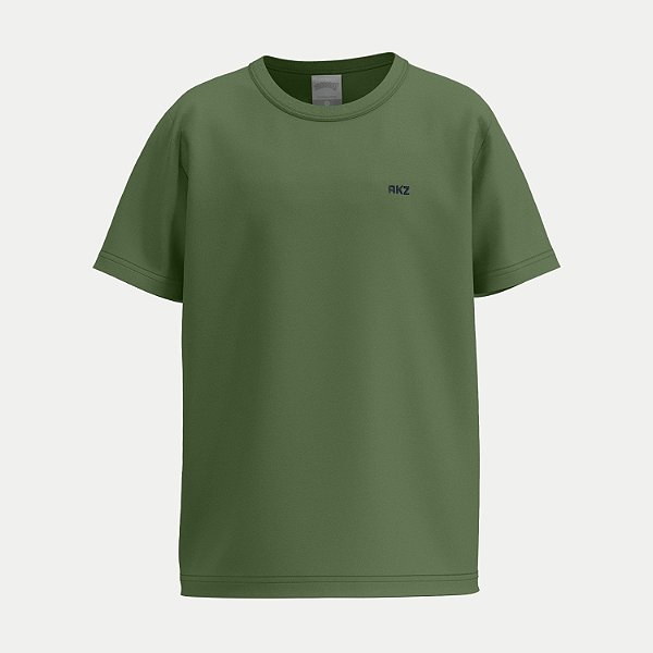 CAMISETA ALAKAZOO MANGA CURTA COMFORT ALGODÃO COM BORDADO VERDE FOLHA UNISEX INFANTIL